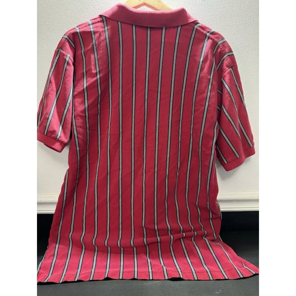 VTG Polo Ralph Lauren Polo Shirt Mens Size Large Red Blue Vertical Striped SS
